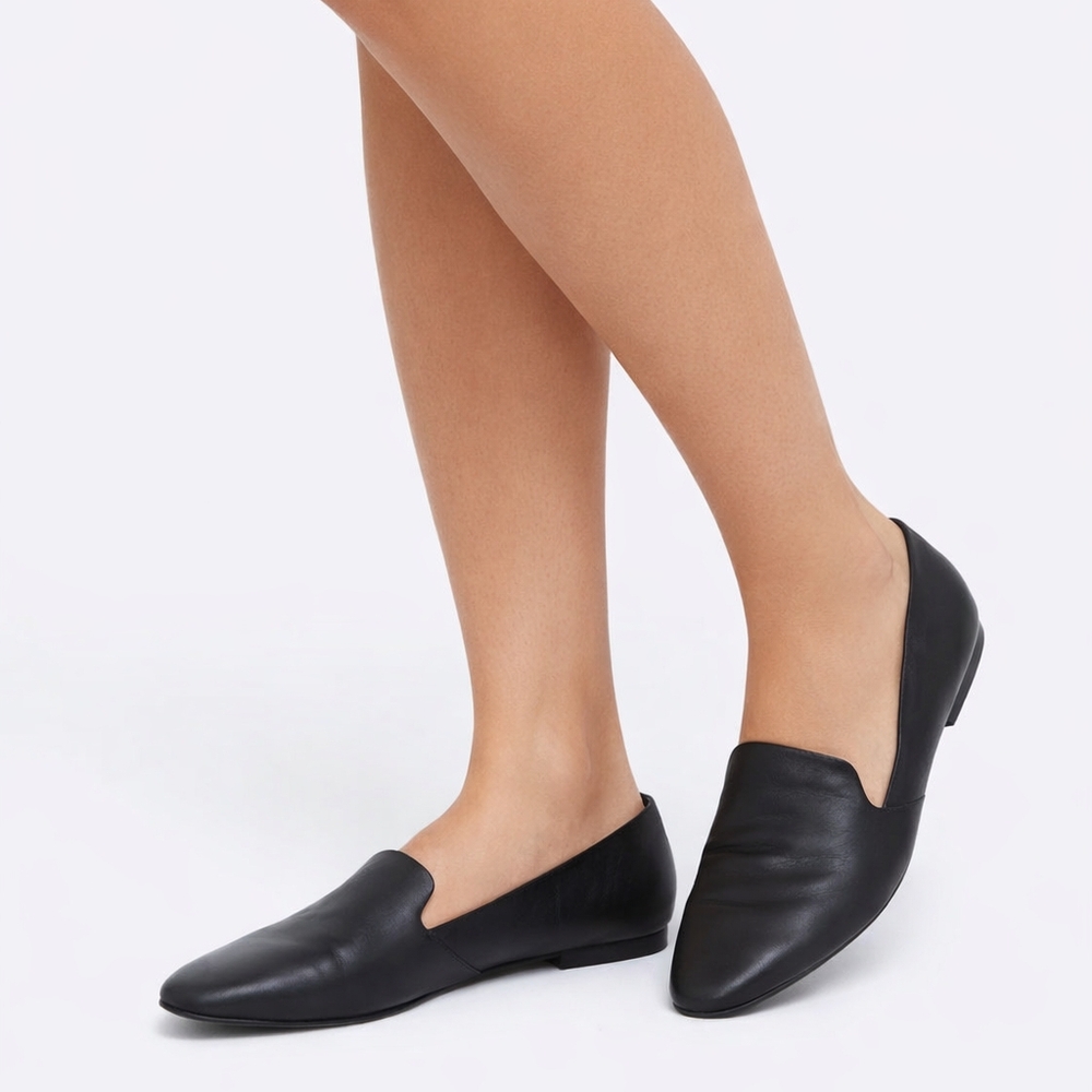 Naturalizer Women's Black Leather Slip-On Flats